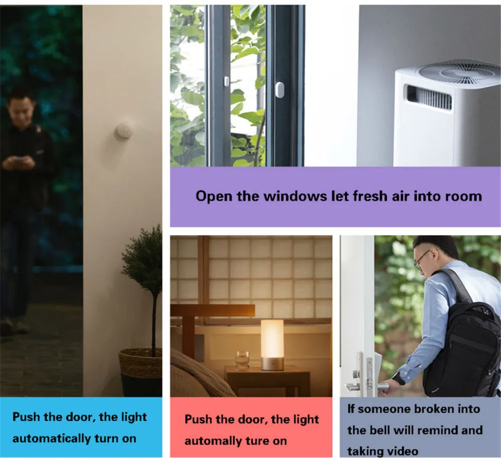 Xiaomi mi, 5 peças original, mini sensor de janela de porta, luzes automáticas, sensor de corpo humano para casa inteligente, sistema de alarme