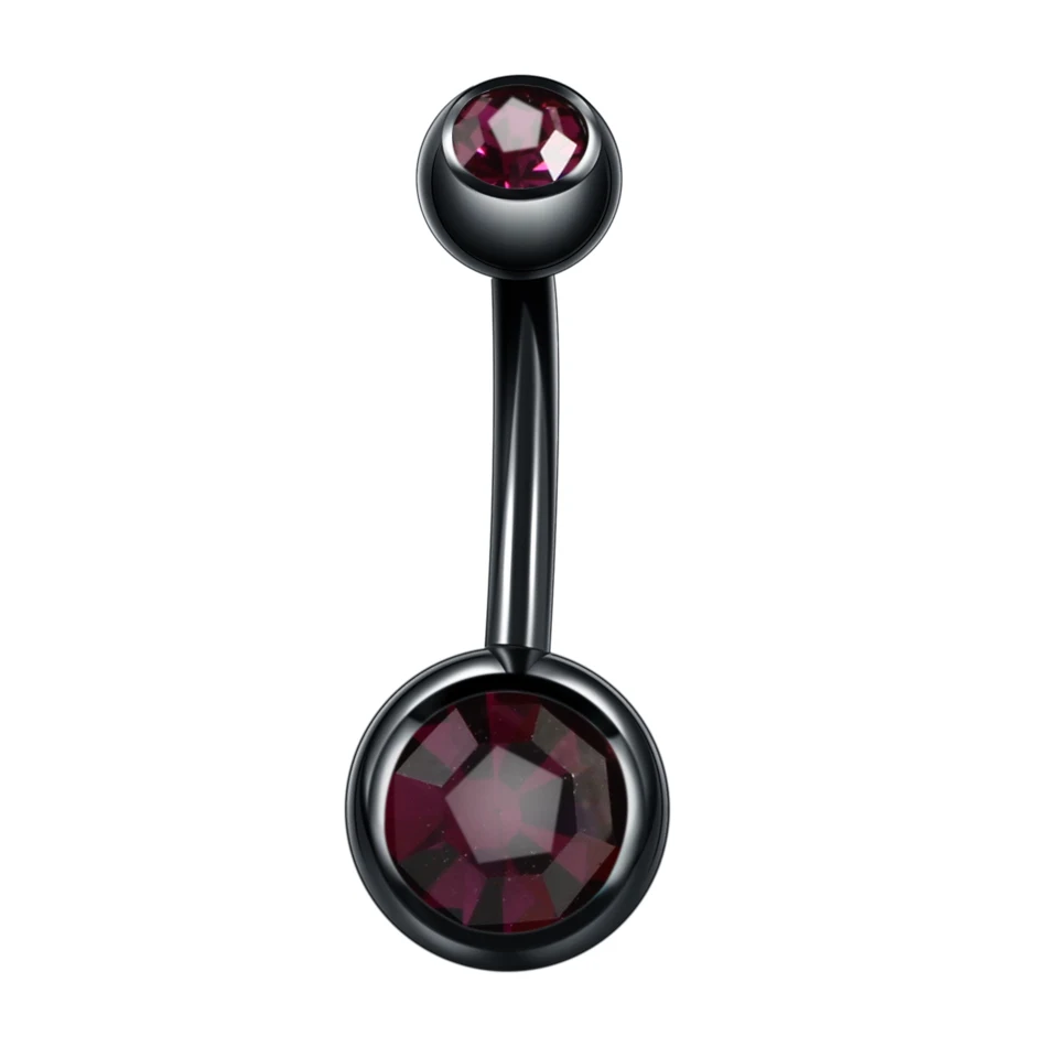 2PC 316l Surgical Black Assorted Colors With Double Zircon Balls Belly Button Ring Navel Piercing Body Jewelry 14g пирсинг