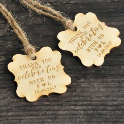 custom engraved save the date Wedding Thank you Wooden gift tags birthday baby shower baptism engagement invitation insert cards