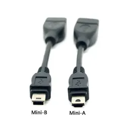 Mini USB 2.0 Type Een & Mini USB 2.0 Type B naar USB Vrouwelijke OTG Kabel DV DC