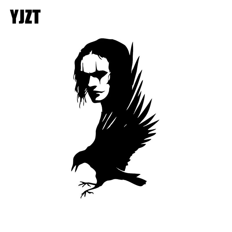 YJZT 8.8CM*16CM Individualized Crow And People Vinyl Waterproof Car Sticker Decal Black/Silver C11-1269