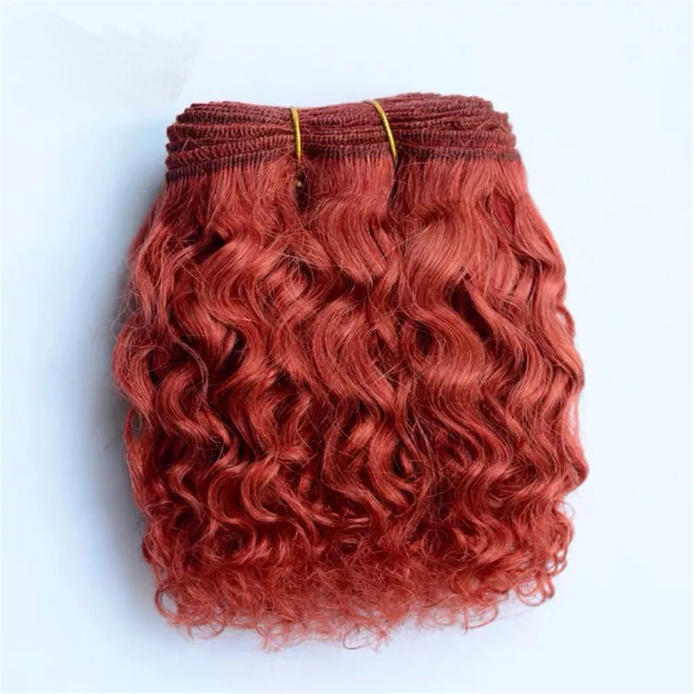 Wol Hair Extensions 15 cm Haar Inslagen Oranje Kaki Roze Bruin Krullend Pop Haar Pruiken voor BJD/SD DIY Handgemaakte Pop Pruiken