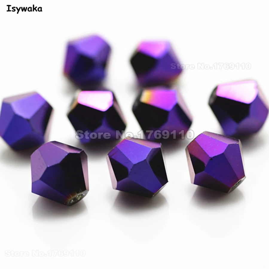 

Isywaka 38pcs Shining Purple Color 8mm Bicone Austria Crystal Beads charm Glass Beads Loose Spacer Bead for DIY Jewelry Making