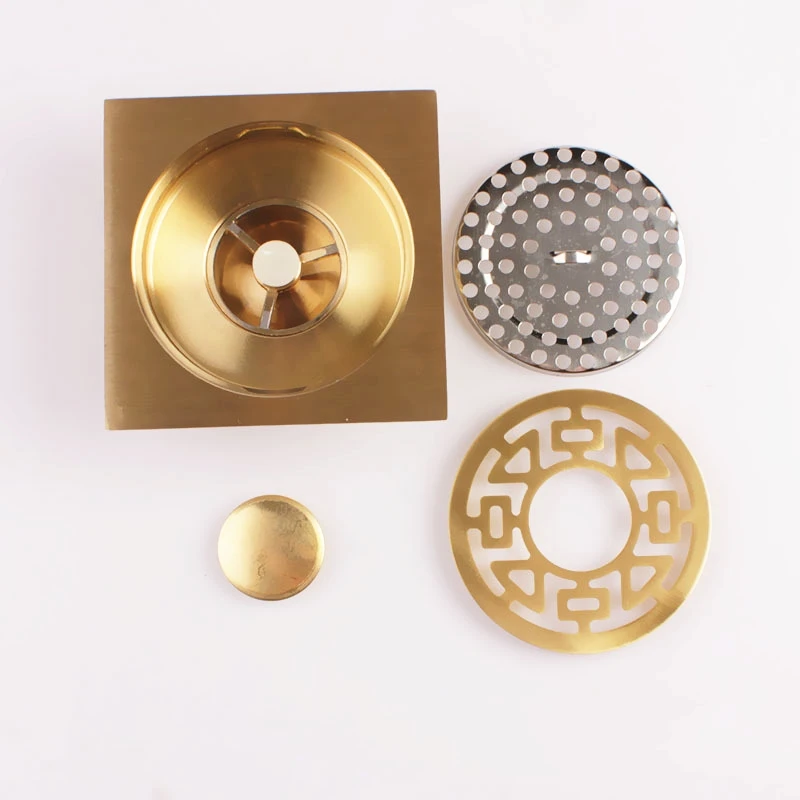 DONYUMMYJO 1pc 4 Inch Copper Deodorant Square Floor Drain Bathroom Washing Machine Floor Drain