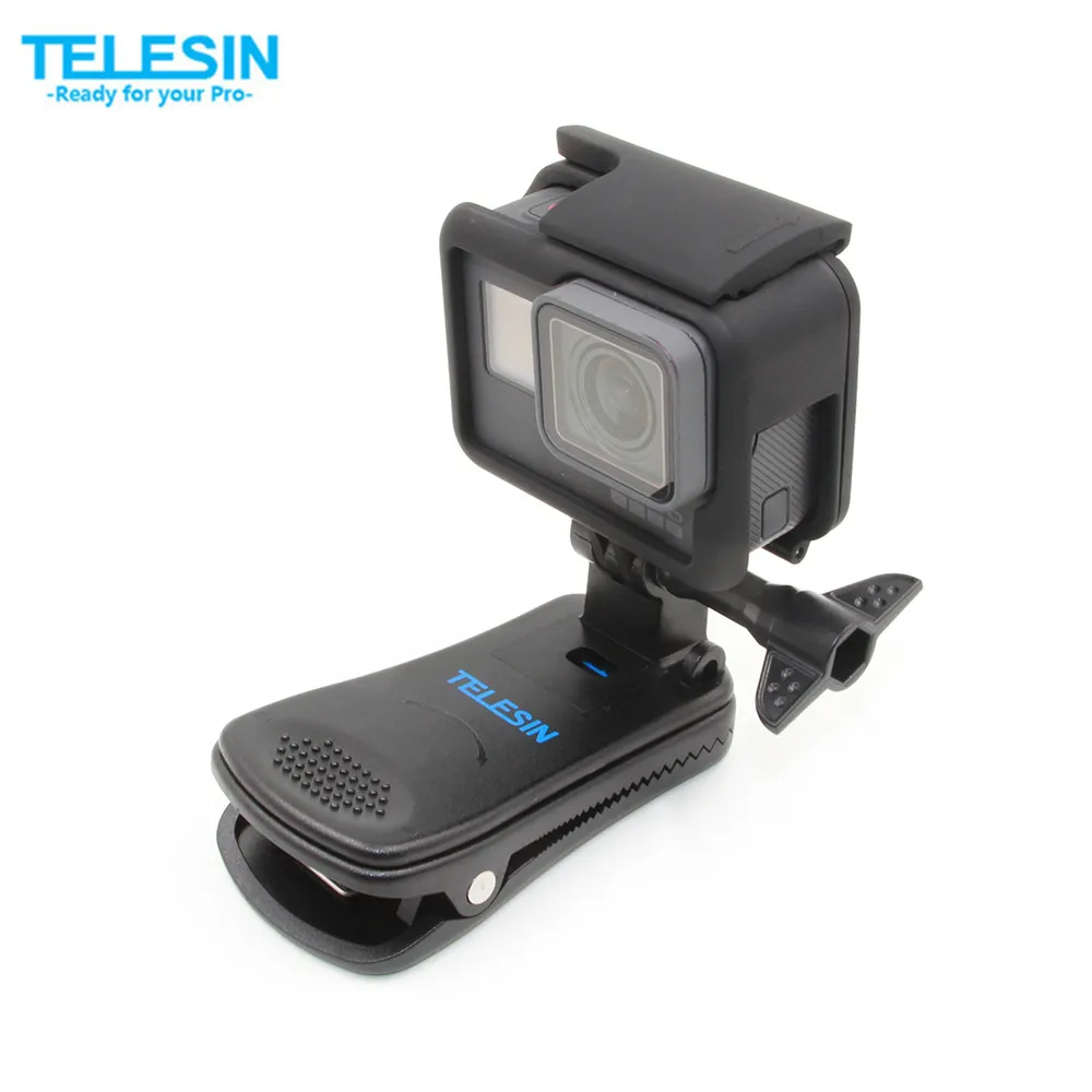 TELESIN 360 Degree Rotary Backpack mount Hat Clamp Stand Mount Rec-mounts Fast Hat Clip for GoPro Hero 7 6 5 4 3 Accessories