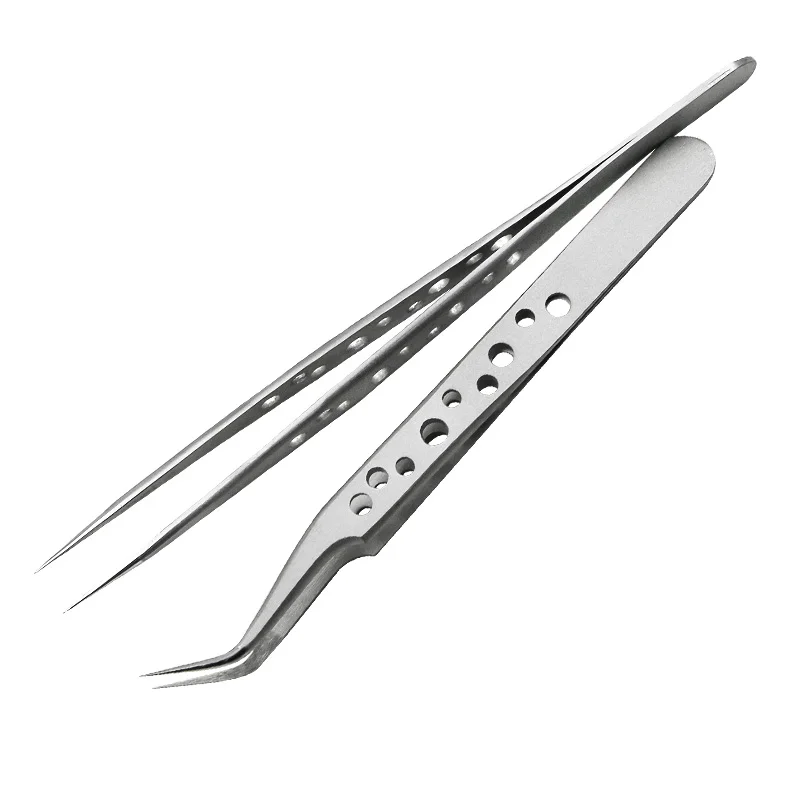 Electronics Industrial Tweezers Anti-static Curved Straight Tip Precision Stainless Steel Forceps Phone Repair Hand Tools Sets