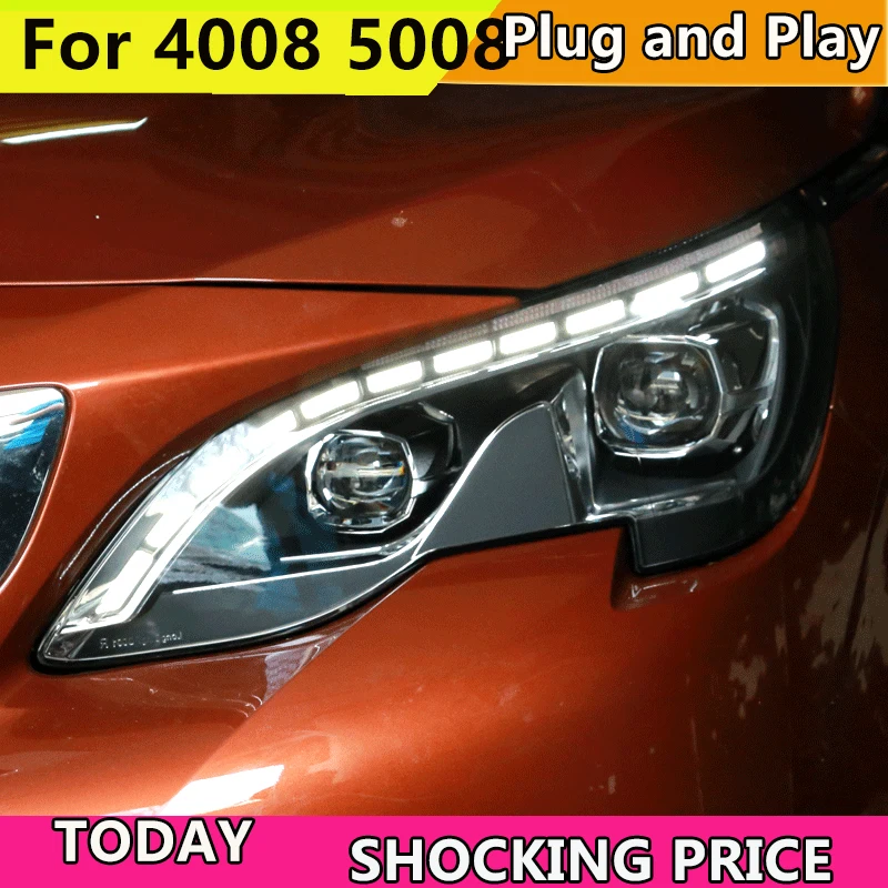 Car headlight for Peugeot 4008 5008 2017-2018 Headlights LED Angel eyes Signal light DRL Daytime light Bi-Xenon lens