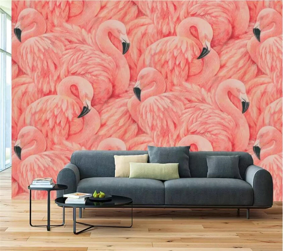 custom wallpaper 5d photo mural children room hand painted red fire flamingo 8d wallpaper European 68d texture background mural