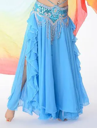 Hot Sale 11 Colors Chiffon Belly Dance Clothing 3 Layers Full Circle Long High Waist Maxi Women Skirts for Belly Dance