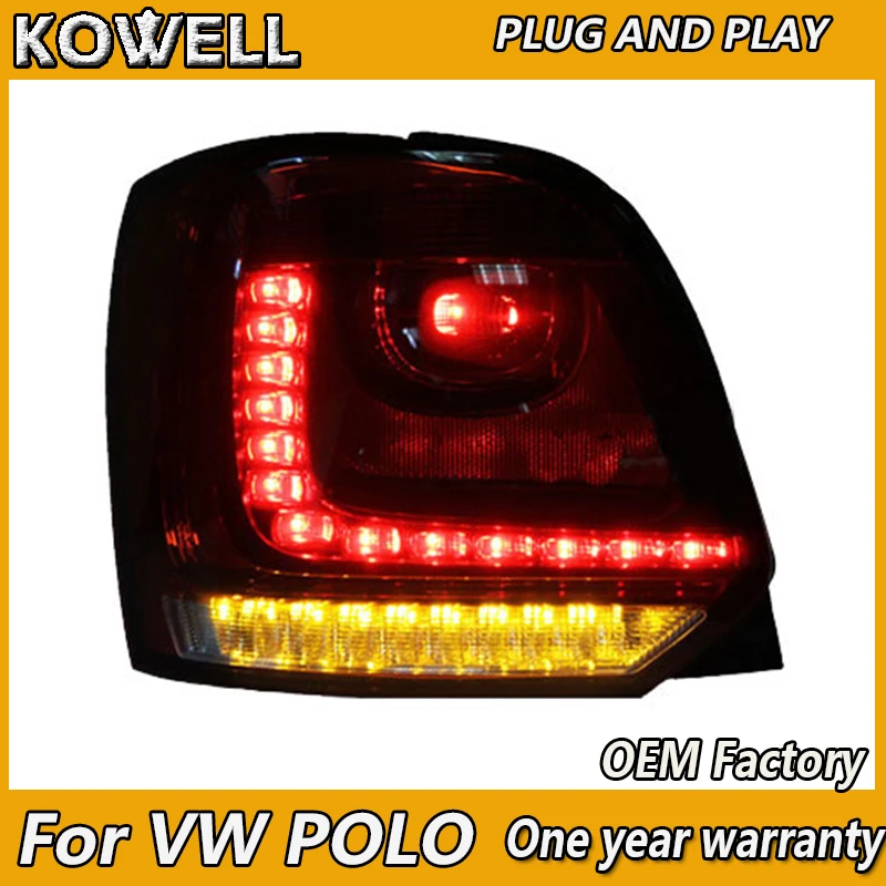 KOWELL Car Styling For vw POLO taillights 2006 2007-2015 2016 model For VW golf MK6 led rear lights car styling cover drl+signal