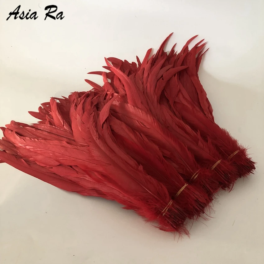 50-500 pz 30-35CM 12-14 pollici rosso tinto sciolto gallo Coque coda piume pollo piuma gallo Plumes decorazioni per feste di matrimonio