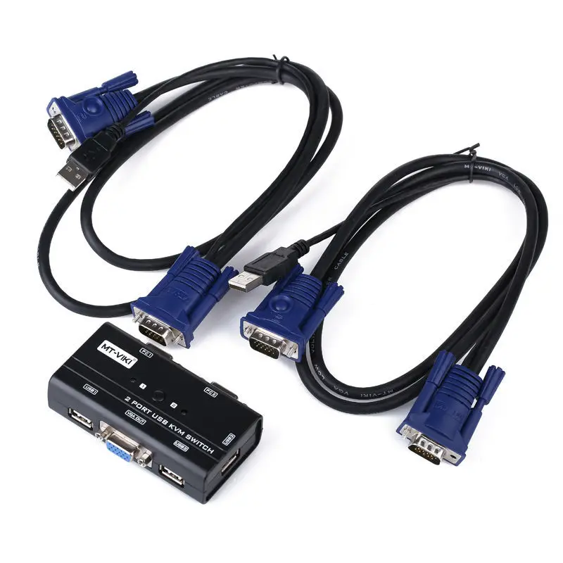 Mt-viki 2 porte usb vga kvm switch pulsante manuale presse selezionare Orginal Cavi 2 PZ Condividono 1 Monitor con Tastiera e Mouse MT-260KL