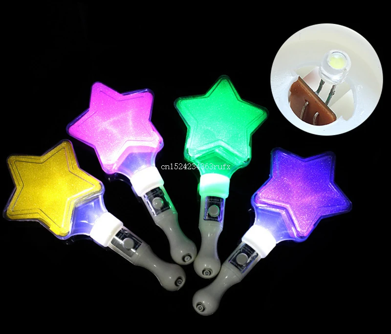 100pcs KTV Club Supplies Props Pentagram Led Stick Light Star Cheering Glow Concert Wedding Festive Party Sticks Wholesale