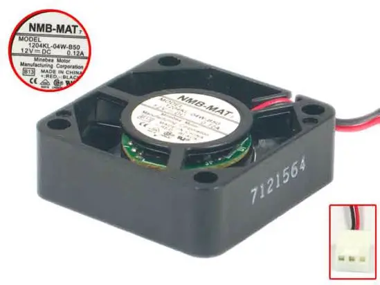 

NMB-MAT 1204KL-04W-B50 B13 DC 12V 0.12A 2-wire 30x30x10mm Server Cooling Fan