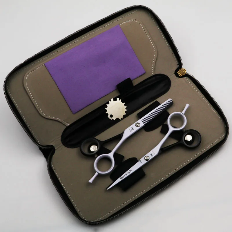 5.5/6 inch Professional Hairdressing scissors set Cutting+Thinning Barber shears High quality Personality Black and White styles