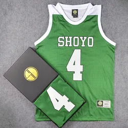 SHOYO 4 Fujima Basketball School Team Uniform Jersey Men Sports Wear Clothing Vest Cosplay Costumes White Green Black