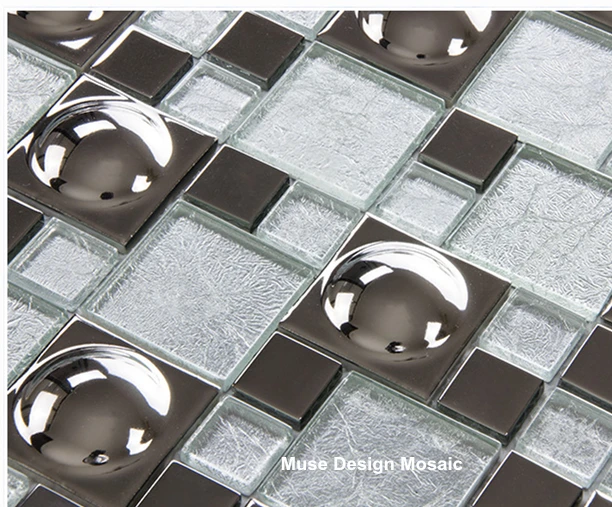 

Metal Silver Electro plate Glass Mosaic Wall Tiles for Kitchen backsplash backdrop hallway DIY Wall Sticker Wallpaper