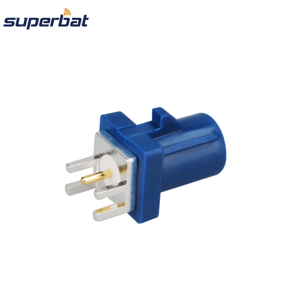 Superbat 10pcs Fakra C Blue Male End Launch PCB Mount Straight RF Coaxial Connector for GPS Telematics or Navigation