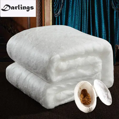 100% 뽕나무 실크 퀼트 100% 면 이불 커버, 고품질 수제 겨울 따뜻한 실크 담요, 2-4kg 실크 이불, 핑크, 화이트, 옐로우