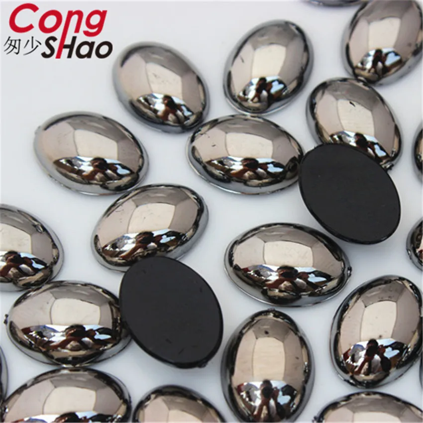 Cong Shao 30pcs 13*18mm Colorful Acrylic Rhinestone FlatBack Smooth Surface Oval  Stones And Crystals Clothing Accessories ZZ725