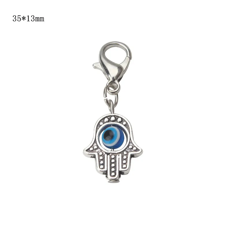 EVIL EYE 10pcs/lot 35*13mm Beads Hamsa Hand Charms Pendent Lobster Clasp Pendant Key Chain Jewelry Accessories for woman man