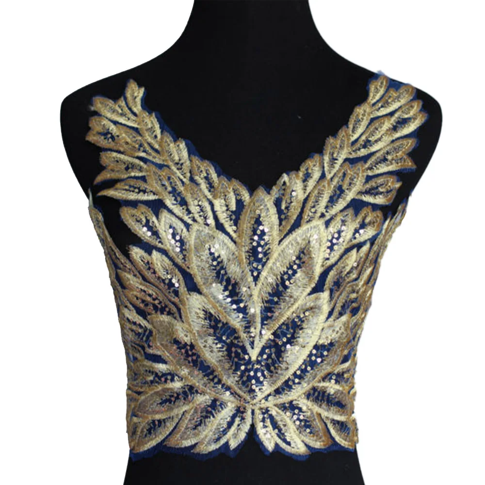 Gold Sequin Patches for Clothes Butterfly Flower Sew on Dance Prom Patch Decoration Jewelry Accessories
