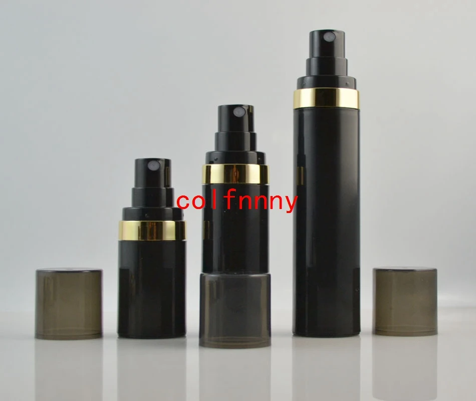 

300pcs/lot15ml 30ml 50ml Black airless pump sprays vacuum plastic bottle lotion bottle Refillable Bottles Container for cosmetic