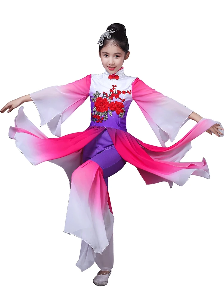 Kinderen klassieke dans kostuums meisjes fan dance Yangko dansvoorstelling kleding Chinese stijl dans kostuums