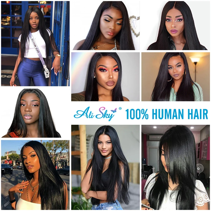 Alisky Hair Indian Straight Hair 100% Human Hair Weaving Remy Hair Extension 8-30inch 1/3/4 PCS Unprocessed Weft Natural Color