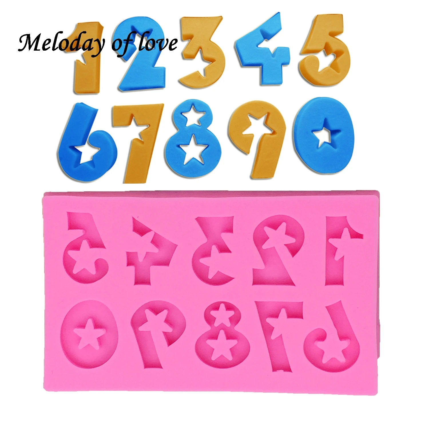 DIY Number mold for fondant star shape Silicone Mould cake decorating tools dessert decorators moulds T1289