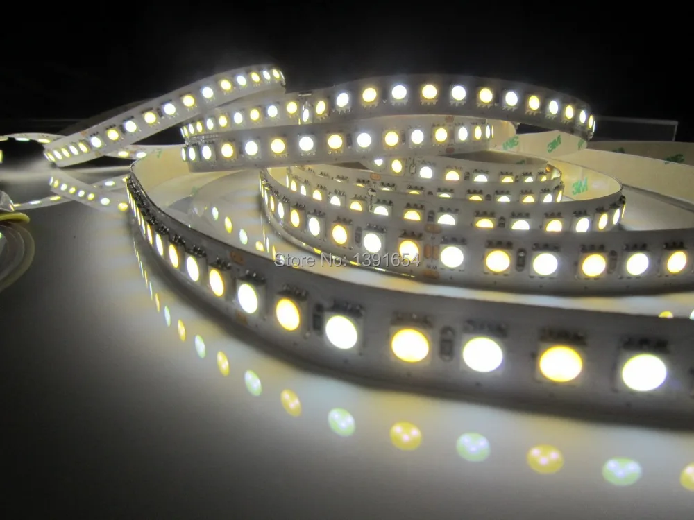 Free Shipping DC24V Non-Waterproof Double Color 5050 LED strip 120leds/M white 6000K/warm white 3000K