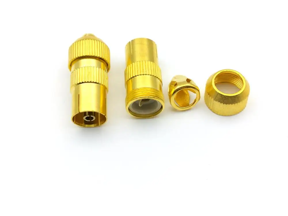 

100pcs Gold plated FEMALE TV AERIAL CONNECTOR PLUG METAL COAXIAL COAX