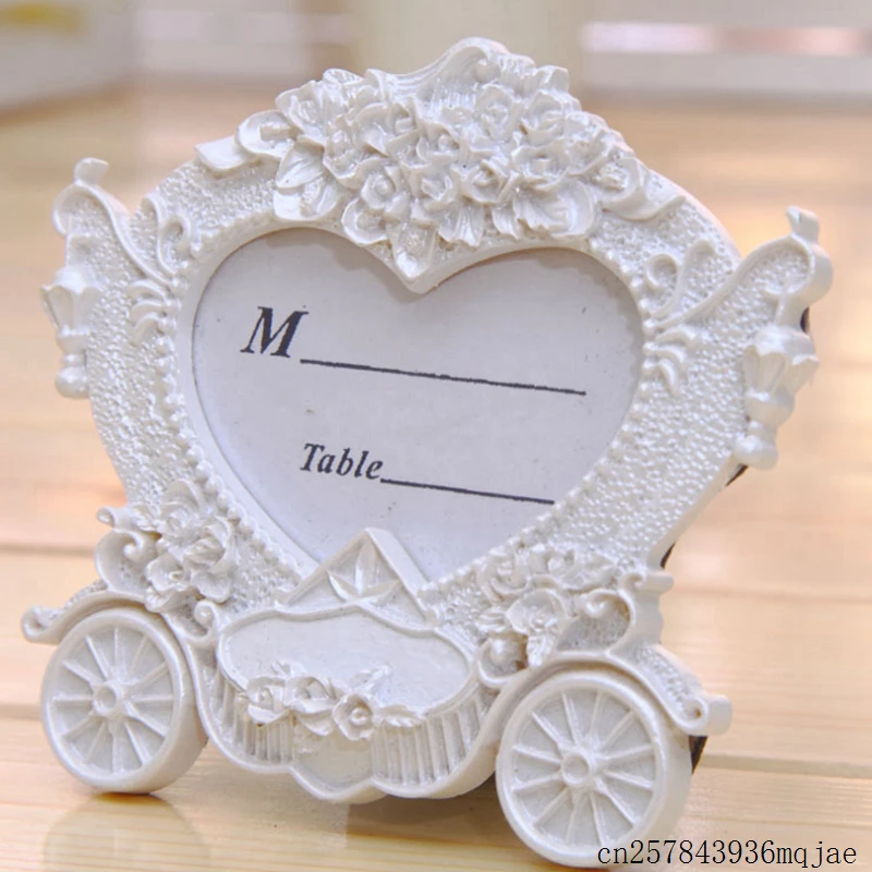 50pcs White Carriage Photo Frame Place Name Card Holder Wedding Birthday Party Decoration