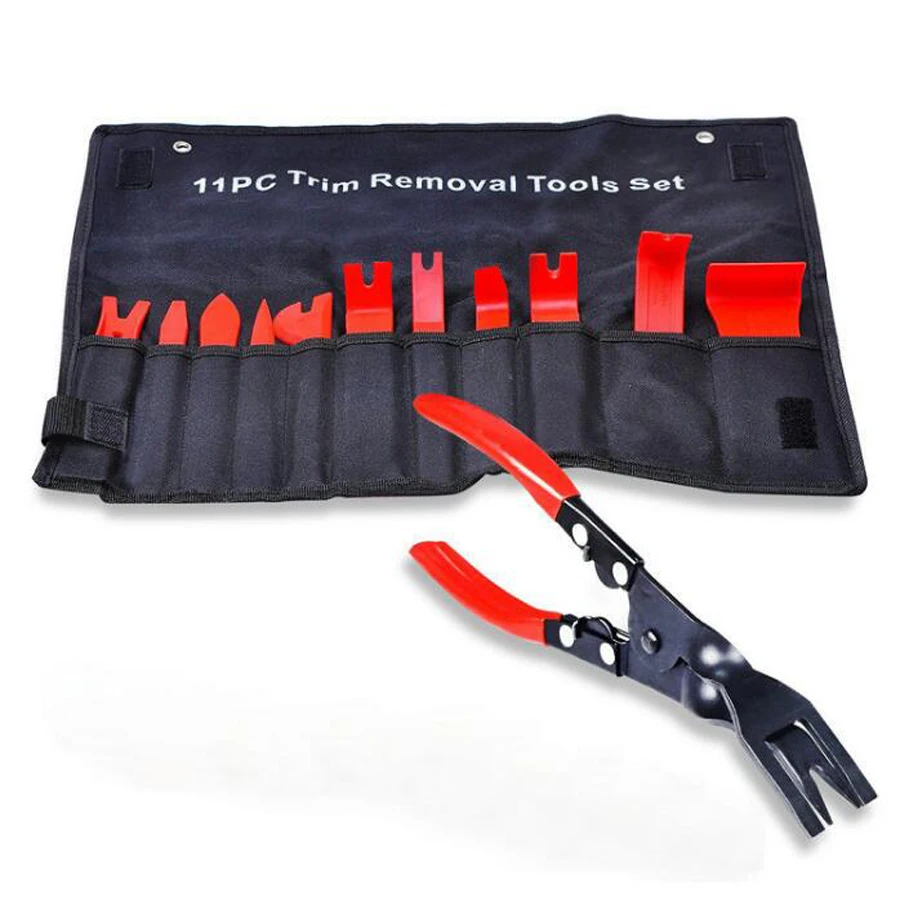 12Pcs/set Car Radio Removal Tool Plastic Trim Audio Door Panel Molding Set Kit Light Open Pliers Auto Interior Hand Tools