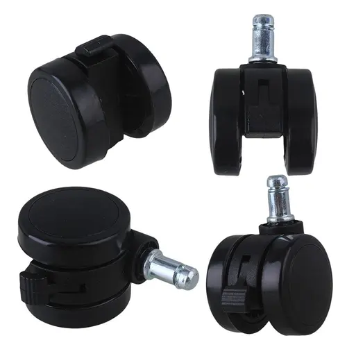 Imagen 2 del producto Ruedas giratorias para silla de oficina de PU de Metal de 2 "", ruedas para muebles, vástago de anillo de agarre con freno para sofá cama, estante de almacenamiento para artículos, 5 uds.