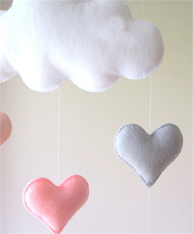 Kids Felt Cloud Hanging Toys Baby Rattles Mobile Toys Bell Felt Hanging for Crib Tent Ornament Room Decor Birthday Present