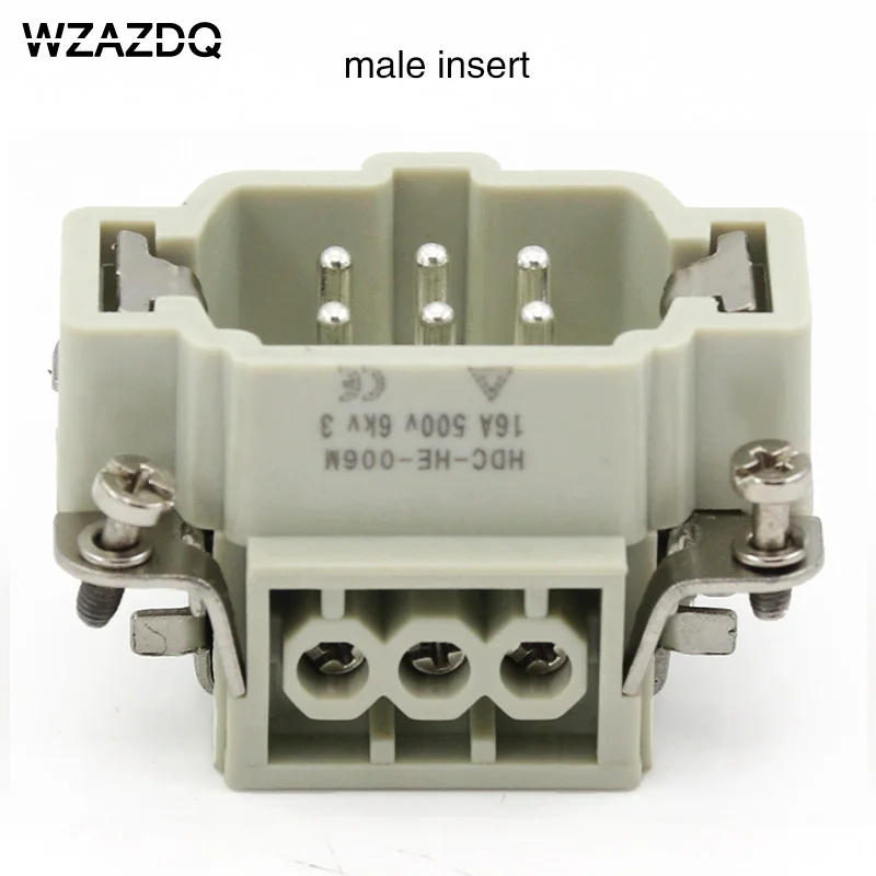 He-06 Rectangular heavy duty connector butt type  6 core waterproof socket connector for aerospace industry 16A