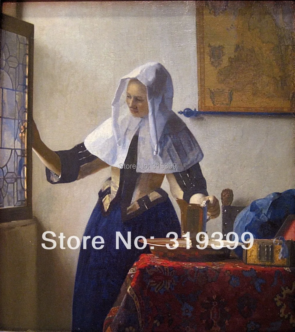 

Oil Painting Reproduction on linen canvas,young woman with a water pitcher by Johannes Vermeer,Free DHL Shipping,100% handmade