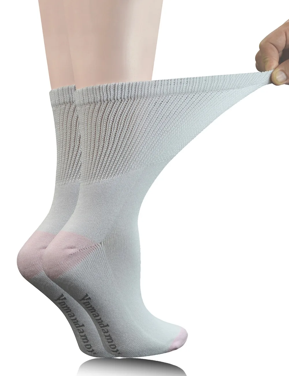 

Women's 5 Pairs Non-Binding Cotton Crew Diabetic/Dress Socks with Seamless Toe and Cushion Sole