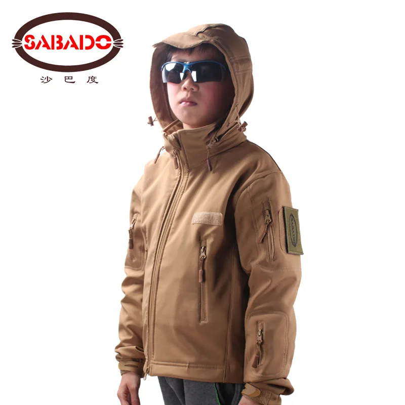 Impermeabile mimetico esterno Impermeabile per bambini TAD Giacca da caccia tattica Softshell in pelle di squalo per bambini Cappotti militari giacche da caccia