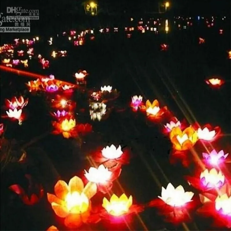 80PCS Romantic Lotus Lamps Wishing Lantern Water Floating Candle Light For Birthday Wedding Party Decoration Supplies