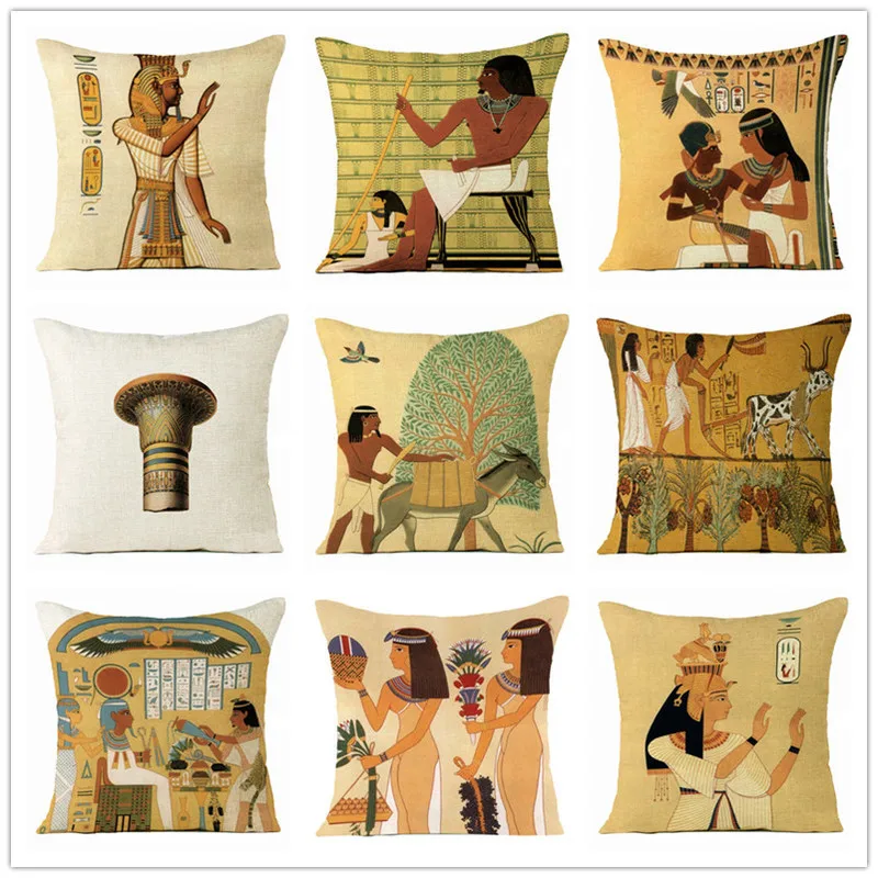 

Decorative Pillow Cover 45x45 Egyptian Pharaoh Retro Home Sofa Bedroom Cushion Cover Home Decor Nordic Living Room