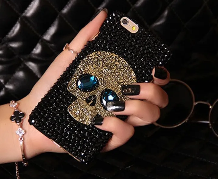 Metal Saphire Eye Diamond Skull Case Cover For IPhone 1312 X 7 8 plus pro 11 for Samsung Galaxy Note10+Plus S8 S9 S10