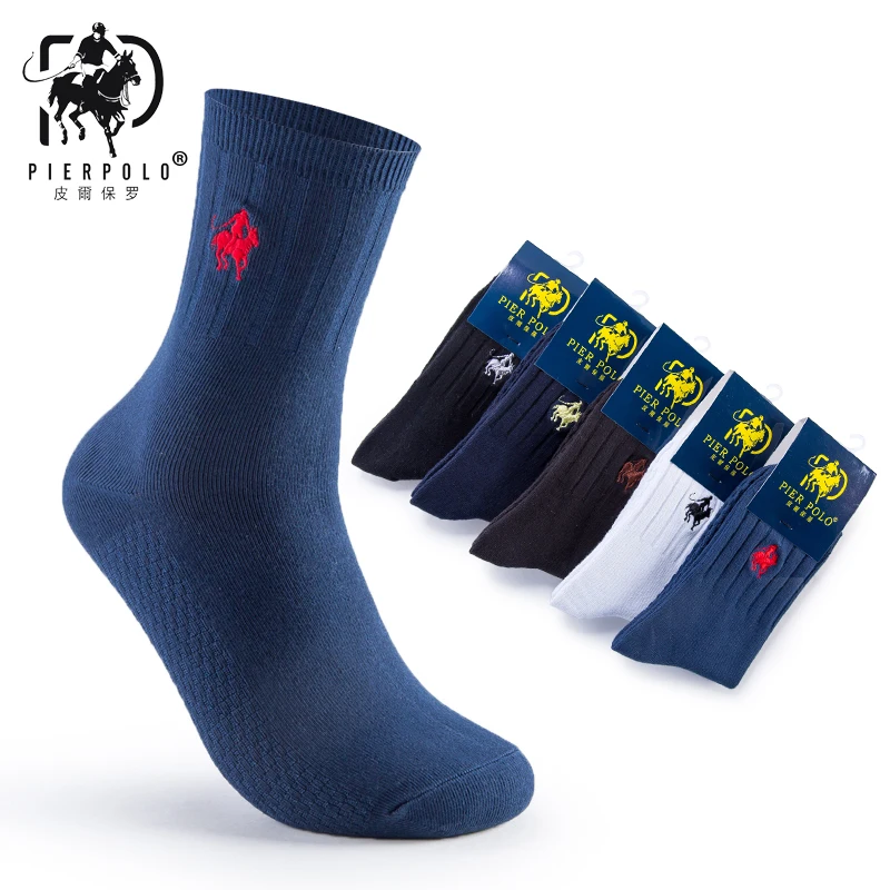 Brand Men Pier Polo Embroidery Calcetines Happy Meia Men\'s Socks Business Cotton Socks