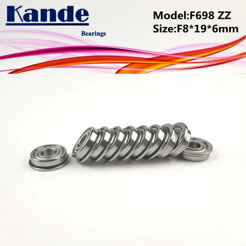 Kande Bearings F698ZZ 10pcs ABEC-1 F698 ZZ  F698-2Z Miniature Deep Groove Ball Bearing F8*19*6mm 698 F698