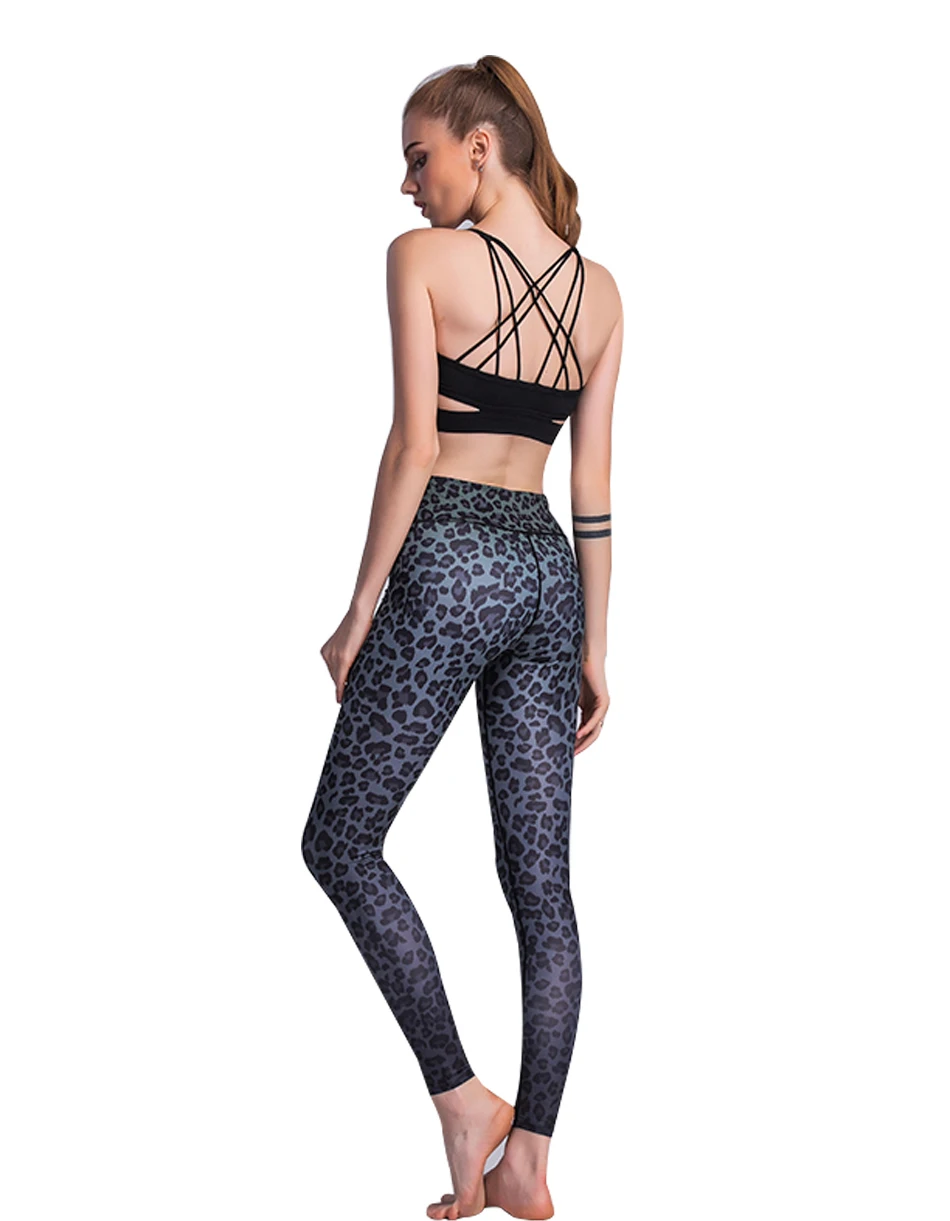 Leggings de fitness imprimé léopard pour femmes, pantalon d'entraînement sportif, taille haute, élastique, Slim, noir et blanc