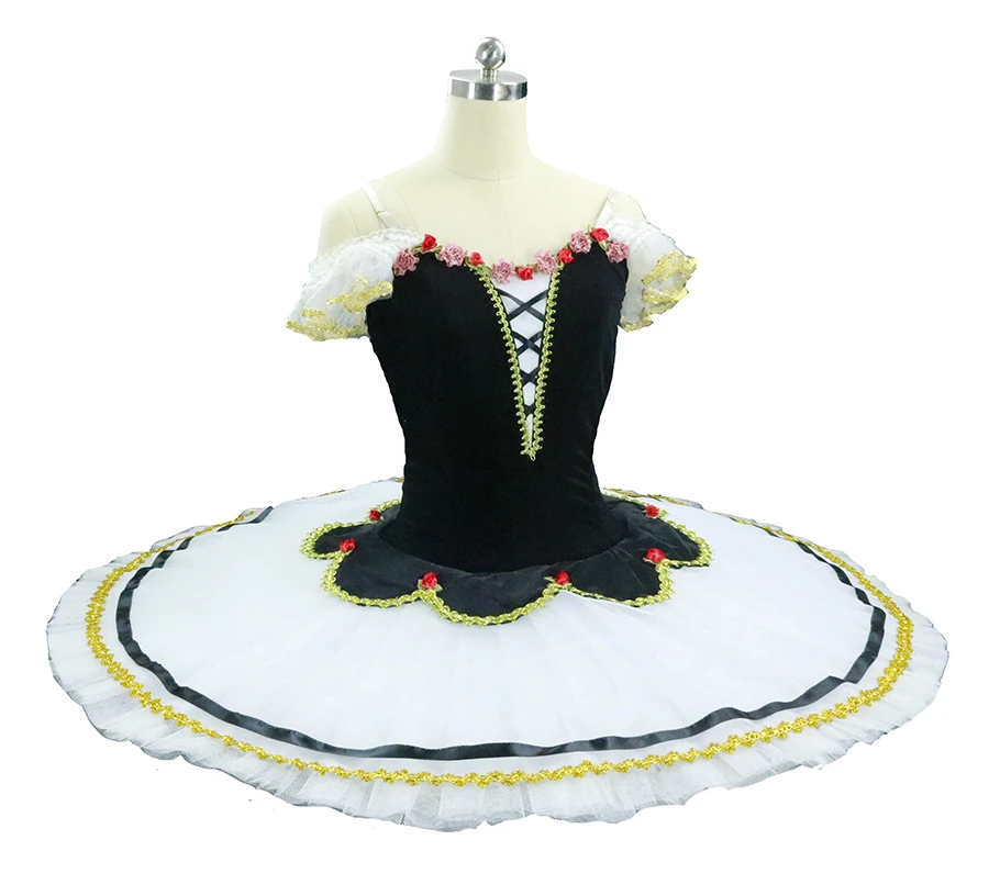 Black white Flames of Paris Adult professional ballet tutu women ballet stage tutu costume performance pancake tutu for girls