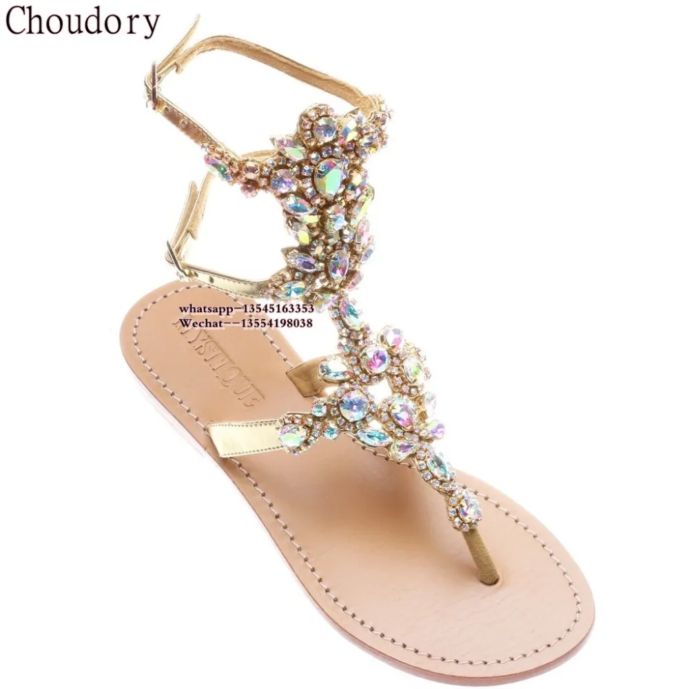 Women sandals comfort flat sandals Rhinestone Flip Flops women summer fashion beach sandals women casual shoes Size 35-43