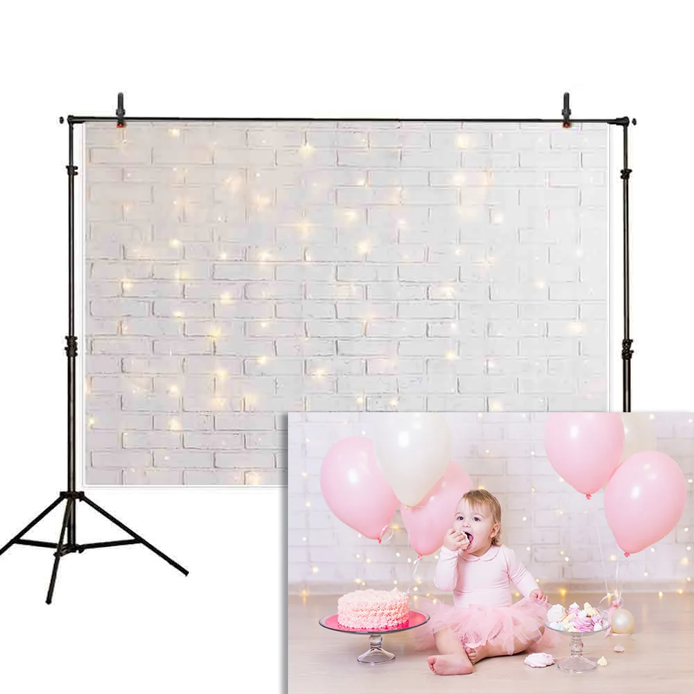 

MEHOFOTO Photography Backdrop Bokeh White Glitter Brick Wall Baby Shower Background Photocall Photobooth Photo Studio Prop