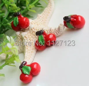 

free shipping!!!30pcs 9x15x12mm Lovely, mini simulation resin red cherry Stuffings For DIY Glass Globe necklace